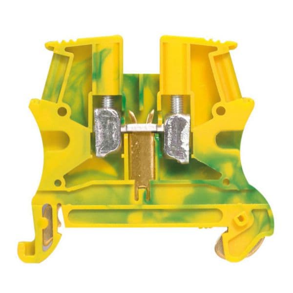 Bornier de jonction - 2 conducteurs - 1E/1S - 10mm² - vert/jaune- Boite de 20 vue 1