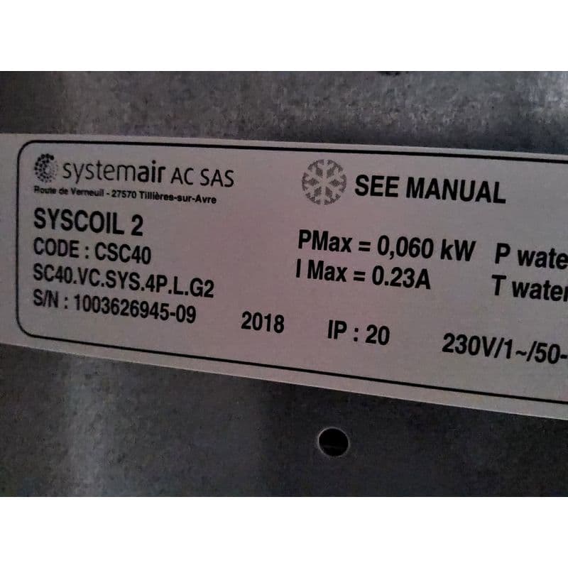 Ventilo convecteur SysCoil 2 T4 Allège – 4 tubes – 460m³/h – 2,5kW froid – 3,3kW chaud – Sortie Gauche - Blanc vue 2