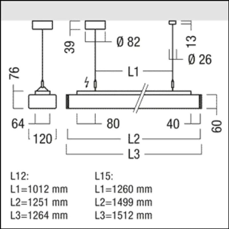 Luminaire suspendu L1500 - 60W - 6240lm - 4000K - Dali vue 9