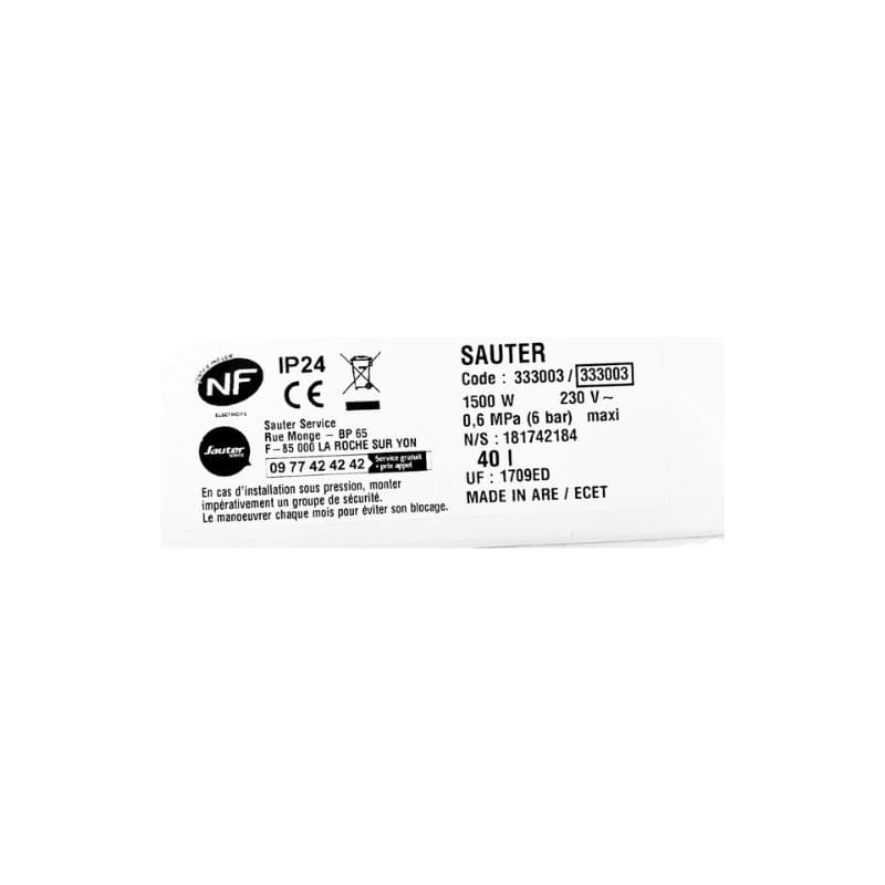 Chauffe-eau 1.500W - 40l vue 2