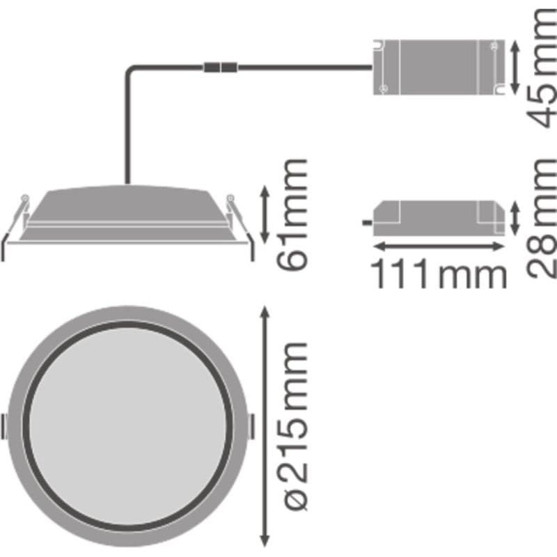 Downlight Ø200 - 25W - 2250lm - 3000K - IP44 vue 6