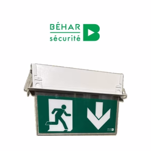 BAES d’évacuation 0,77W – IP42 – Sati – Drapeau – Flèche vers le bas