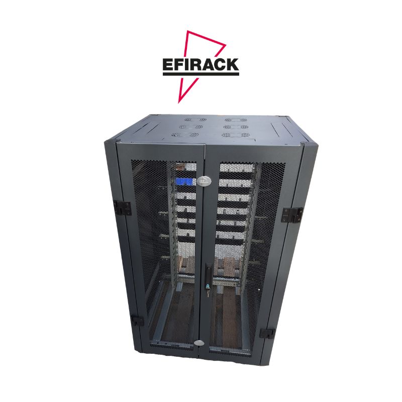 Baie de serveur 24U - L800 x P800 x H1200 Double porte perforée AV/AR