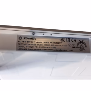 Dalle LED 600×600 – 30W – 3600lm – 4000K – IP40 – UGR<19