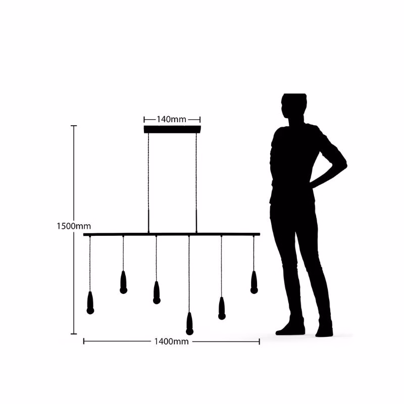 Suspension lumineuse 6 x 60W - Douilles E27 – Image 4